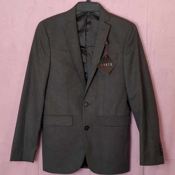 1670 Slim Fit Suit Jacket in Medium Gray size 34R - Picture 1 of 10